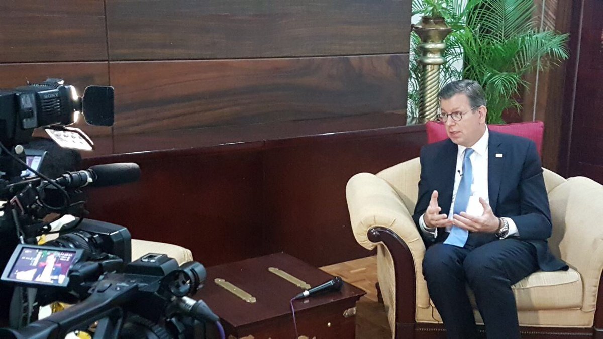 UNFPASriLanka's tweet photo. Director of Comms @ArthurErken speaks to @rupavahinitv on @UNFPA's priority areas &amp; way forward. Watch this space for the clip! #AFPPD12thGA https://t.co/rLpC5BJnAv