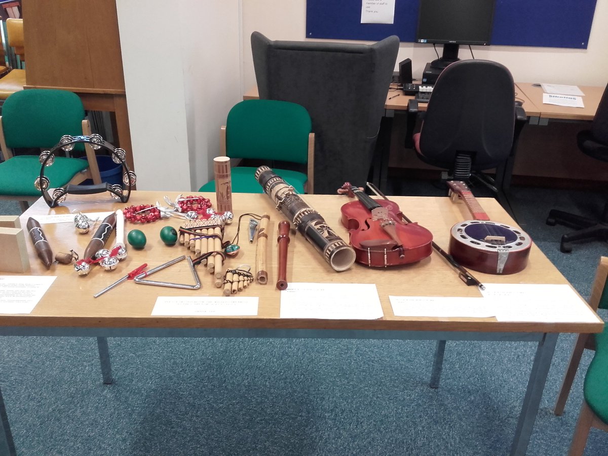 SomersetLib's tweet photo. Who can name all the instruments we have here today? #YeovilLibrary @FunPalacesSom https://t.co/QGjj92d7Ro