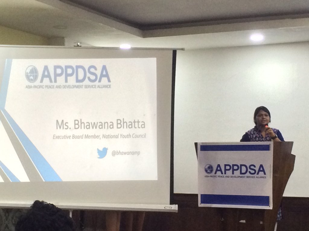 BisamBG's tweet photo. Committee member at #NationalYouthCouncil of Nepal Ms @bhawanamp delivering her say on #SDGs @ #APPDSA2017 @GPFNepal https://t.co/dAJDCta1CG