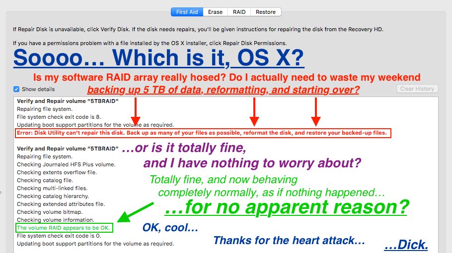 Blendrix's tweet photo. So... This just happened. 
#phew #ThatWasClose #NowImJustParanoid
#MacOSX #SoftwareRAID https://t.co/t3FVHQF3Ku