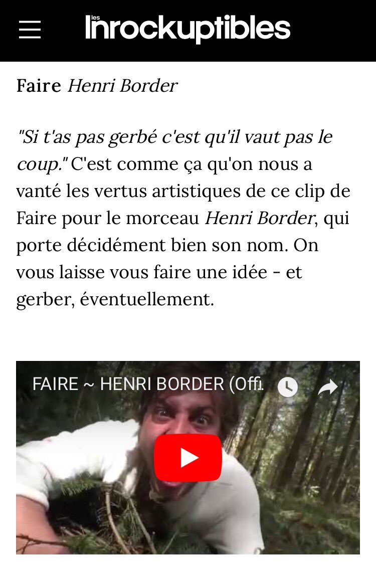 HENRI BORDER DANS LES CLIPS DE LA SEMAINE <a href="/lesinrocks/">Les Inrockuptibles</a>