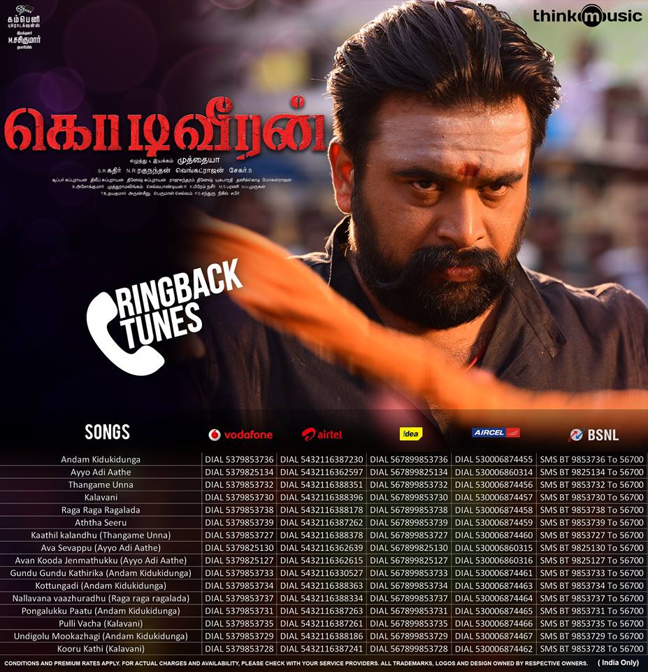 Think Music (@thinkmusicindia) on Twitter photo Now set #ringbacktunes from #Kodiveeran
Tap to watch Teaser► bit.ly/2xIXGnK
Songs Playlist ► bit.ly/2xSvCAh
<a href="/NRRaghunanthan/">N.R.Raghunanthan</a> <a href="/SasikumarDir/">M.Sasikumar</a> <a href="/Mahima_Nambiar/">Mahima Nambiar</a> <a href="/dir_muthaiya/">Muthaiya</a> <a href="/srkathiir/">S.R.Kathir ISC</a> #ThinkMusic <a href="/Youtube/">YouTube</a> Now set #ringbacktunes from #Kodiveeran
Tap to watch Teaser► bit.ly/2xIXGnK
Songs Playlist ► bit.ly/2xSvCAh
<a href="/NRRaghunanthan/">N.R.Raghunanthan</a> <a href="/SasikumarDir/">M.Sasikumar</a> <a href="/Mahima_Nambiar/">Mahima Nambiar</a> <a href="/dir_muthaiya/">Muthaiya</a> <a href="/srkathiir/">S.R.Kathir ISC</a> #ThinkMusic <a href="/Youtube/">YouTube</a>
