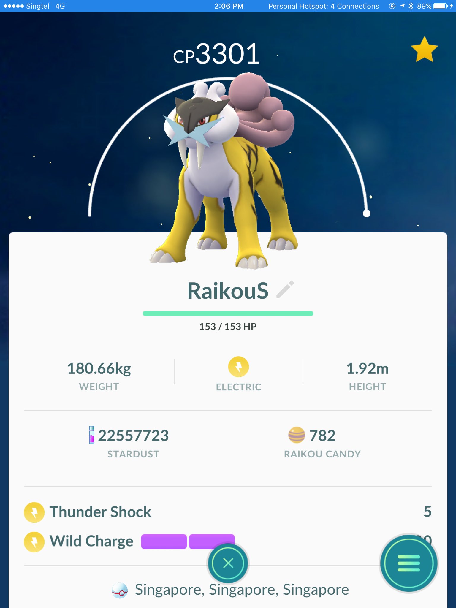 BrandonTan91 on X: Maxed out my 100% Perfect Raikou 😍 Changed the Moveset  to Wild Charge too 😁 I think I prefer this Beast to Jolteon and Zapdos 😇  #pokemonGo  / X