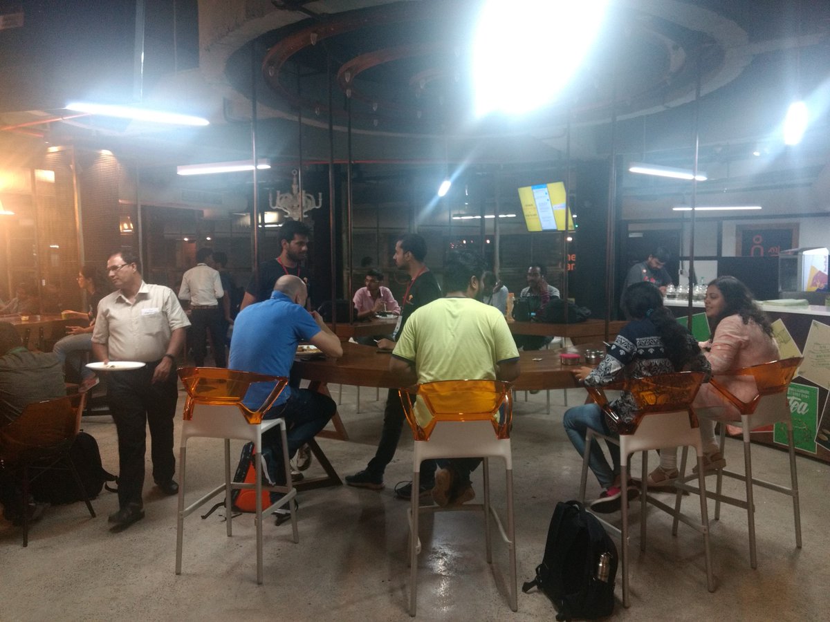hydPython's tweet photo. Attendies are enjoying #Hyderabafi #food. Second session of both workshops will begin soon #PyConfHyd #Python #Community #Hyderabad https://t.co/hDwoh5d7ky