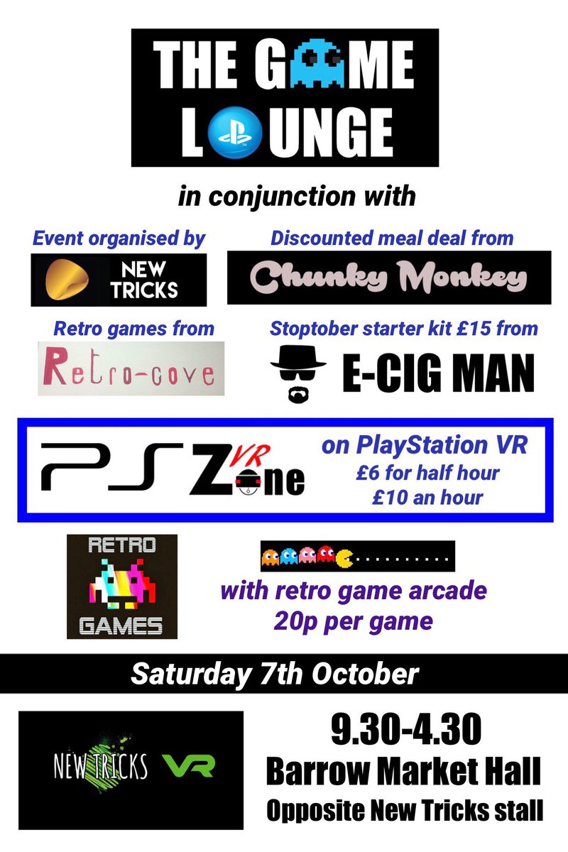Come on down to Barrow Market today to experience the Game Lounge. £6 for half an hour or £10 for an hour.