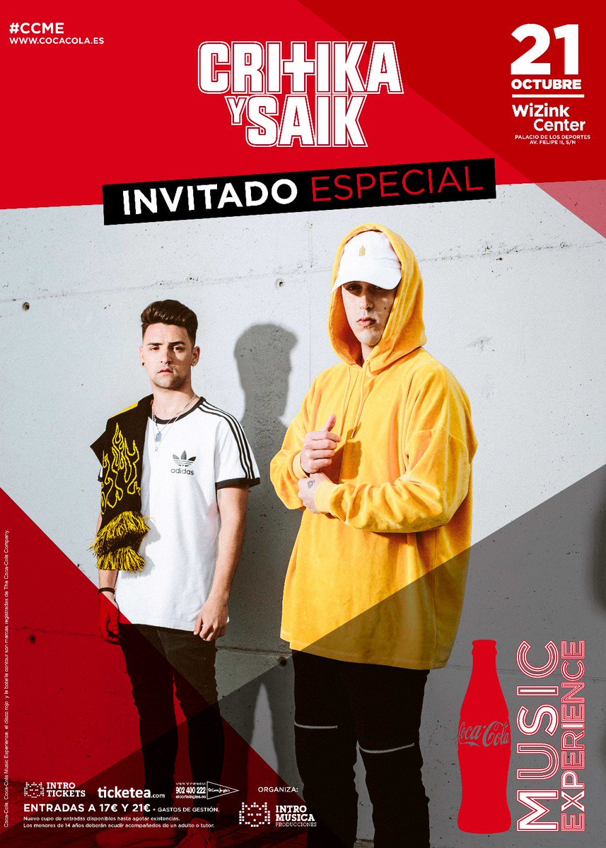 TonyAguilarOfi's tweet photo. CONFIRMADOS 🔴 @OfficialCyS también actuarán en #CCME presentando sus nuevos temas cómo MEJOR SÓLO! Últimas entradas a la venta. @CocaCola_es https://t.co/pTHGsWR4Ku