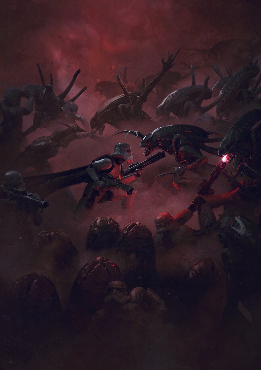 PaintingColleg's tweet photo. Star Wars vs. Alien（repost from KOTAKU） https://t.co/2xhAmyS5L9