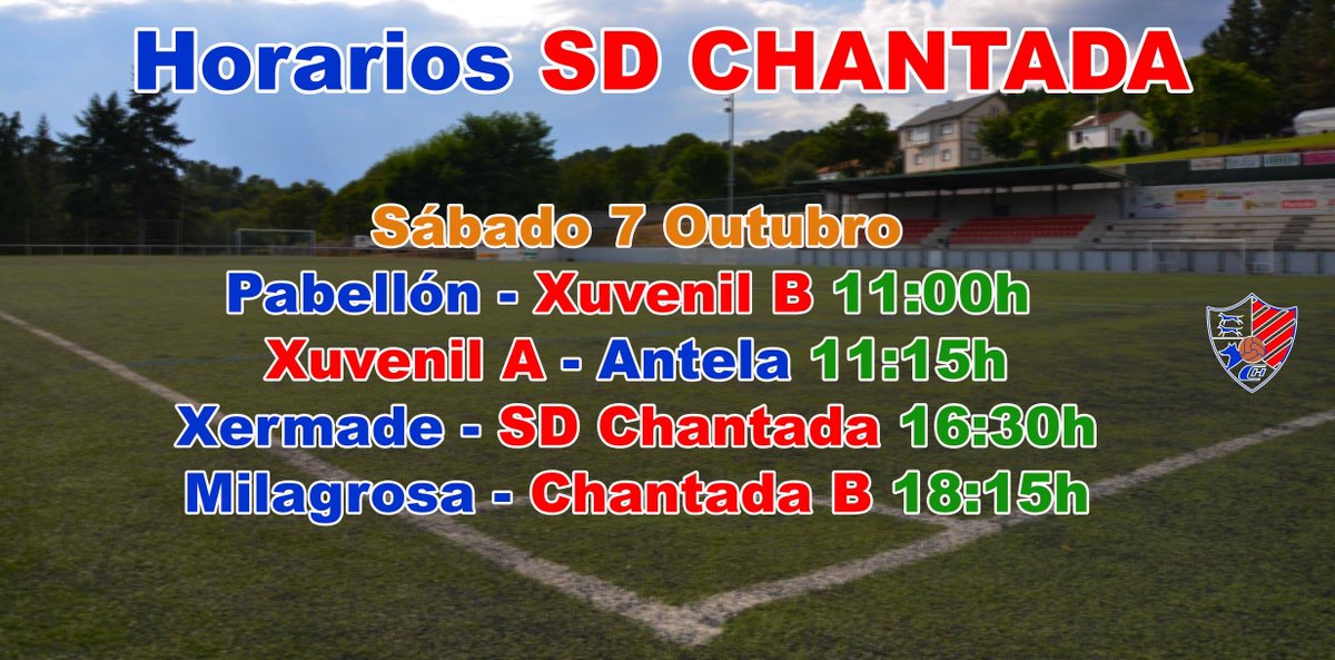 Partidos desta fin de semana de <a href="/ChAtletico/">Chantada Atlético</a>, @CBChantada (facebook.com/events/5334160…) e <a href="/sdchantada/">SD Chantada</a>!
Moita sorte, equipos de #Chantada ⚽️🏀