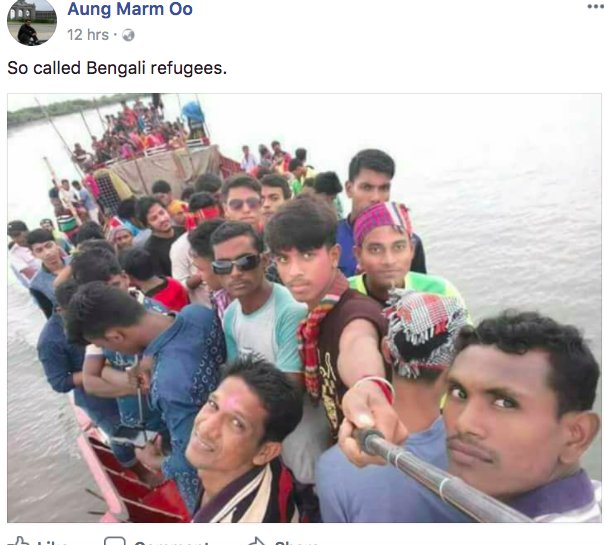 A group of #Bengali settlers so-called #Rohinygas take a group picture as they happily fleed from #Arakan to their own land of #Bengaladesh