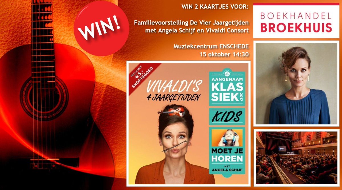 * WINACTIE * 'De Vier Jaargetijden' met @angelaschijf &amp; het Vivaldi Consort in het Muziekcentrum #Enschede Ga naar facebook.com/Boekhandel-Bro…