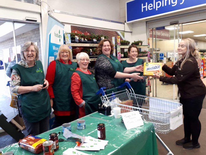 GreenbankHub's tweet photo. Great collection for Mid-Cheshire Food bank at @tesconorthwich  Kudos to lovely ladies standing in the draught all day to help local people https://t.co/sI1i97lGYe