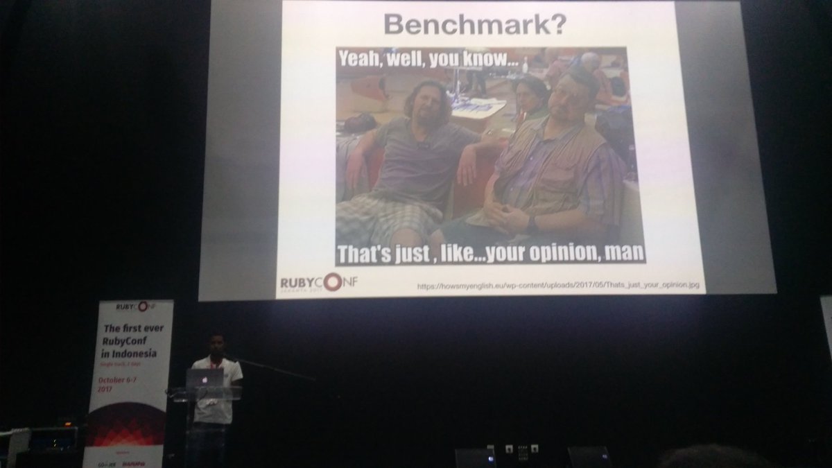 eshaiju's tweet photo. Awesome talk by Tony @id_ruby @redpanthershq #rubyConfID2017 https://t.co/5UOWI06FhG
