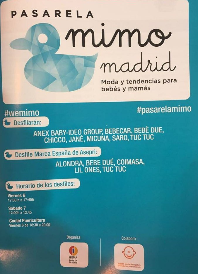 puericulturamad's tweet photo. En breves momentos comienza el desfile en la #Pasarelamimo @asepri ¡Os esperamos! #PuericulturaMadrid https://t.co/xehlUIwJSD