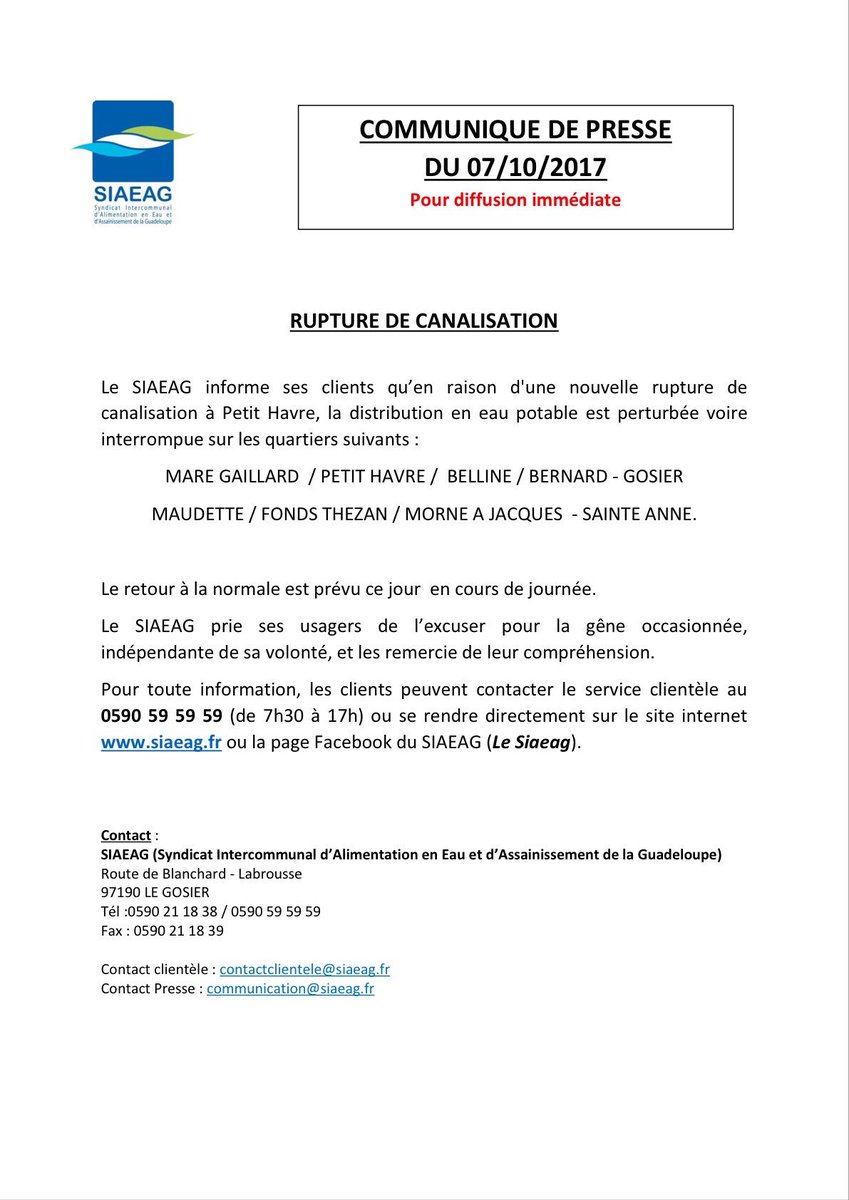 siaeag's tweet photo. ⚠️ Rupture canalisation #MareGaillard zones touchées par manques #eau @VilleduGosier @VilleSainteAnne Travaux en cours! https://t.co/HzRLqmovz6
