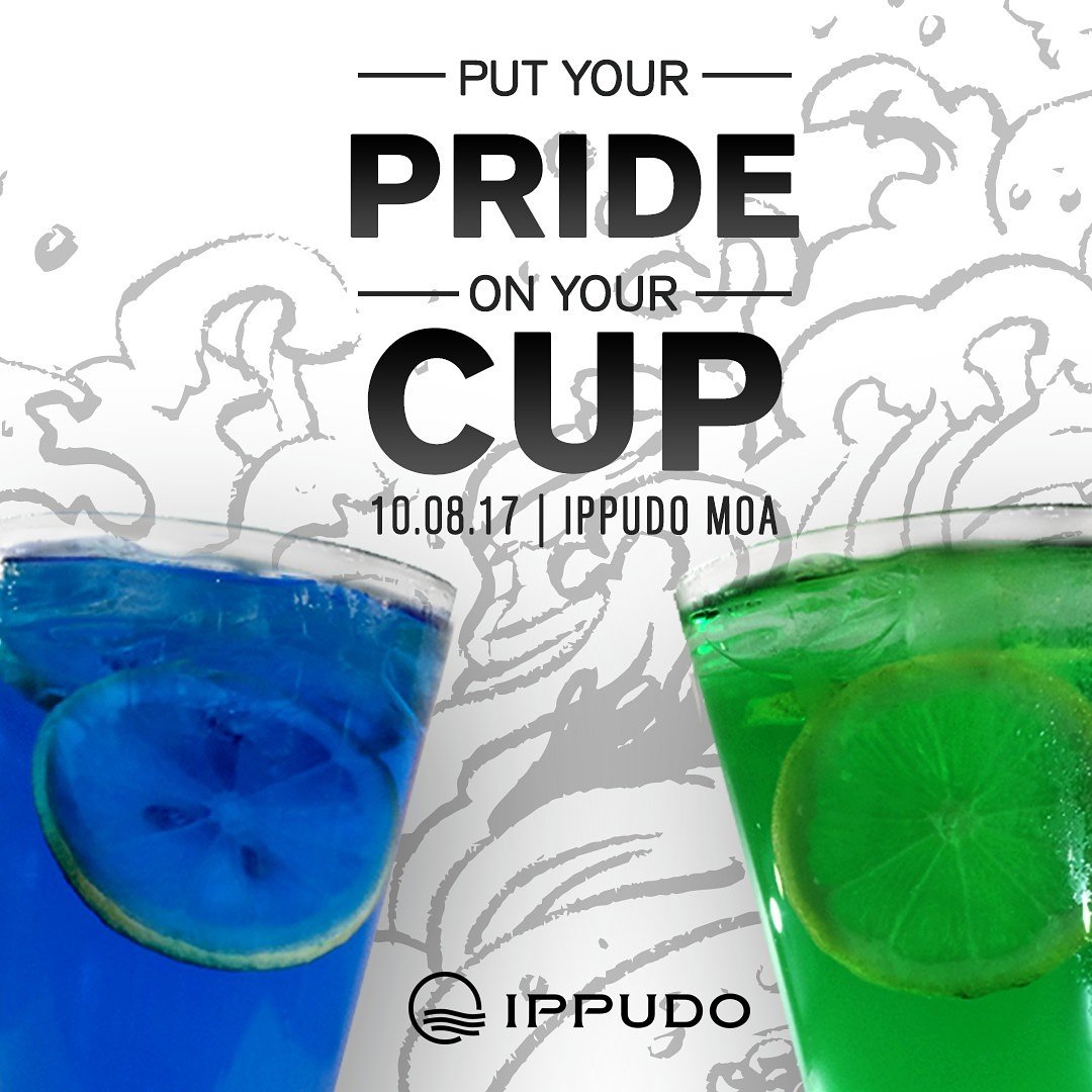 IppudoPH's tweet photo. Time to put your pride on your cup. From 2pm to 8pm, dine in at #IppudoMOA on game day and get a FREE #OBFdrink @ateneodemanilau https://t.co/GESYBULNmd