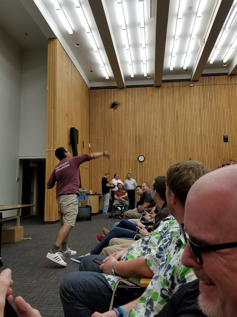 MLHacks's tweet image. Doggo mascot hype at #HackUMBC at the opening ceremony! @HackUMBC