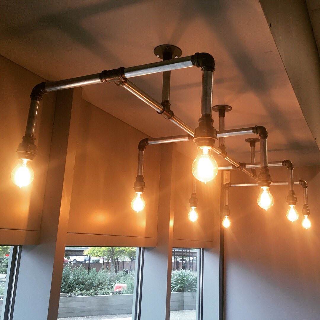 IndustrialWrks's tweet photo. New pipe light fitted @eatthebird! 
https://t.co/T5rItuinE6 #pipe #eatthebird #industrialdesign #pipelight #repurposed https://t.co/0dkA1lUonu