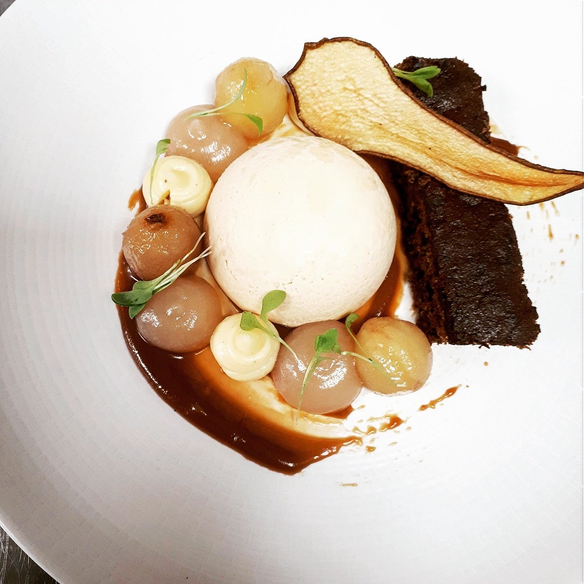 Salted Caramel parfait, pear, prune sponge, star anise custard (new dessert) <a href="/CastlemartyrRes/">Castlemartyr Resort</a> #Food #Foodie #FridayFeeling #dessert #Cork