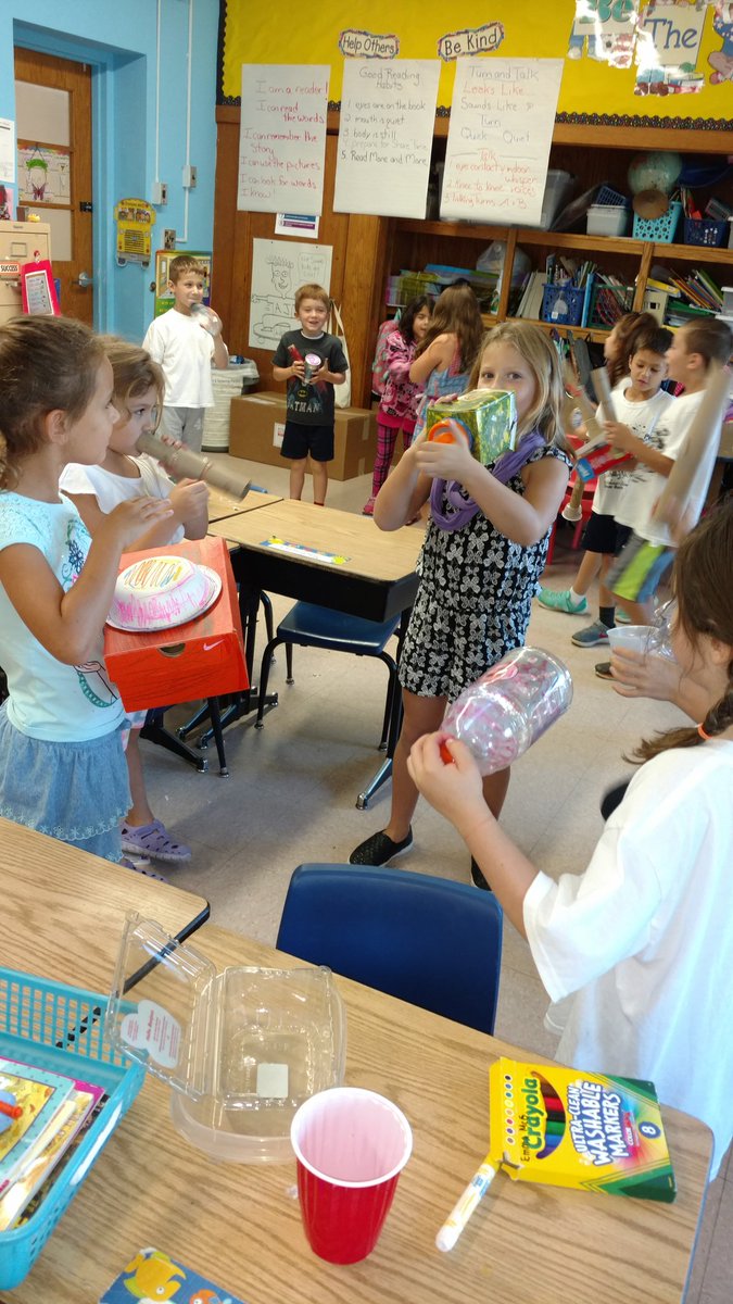 Firsties Stemscope PBLs...we are making instruments!  Talent is flowing in Mrs. Beck's class. #TeamTiger #MTPSpride