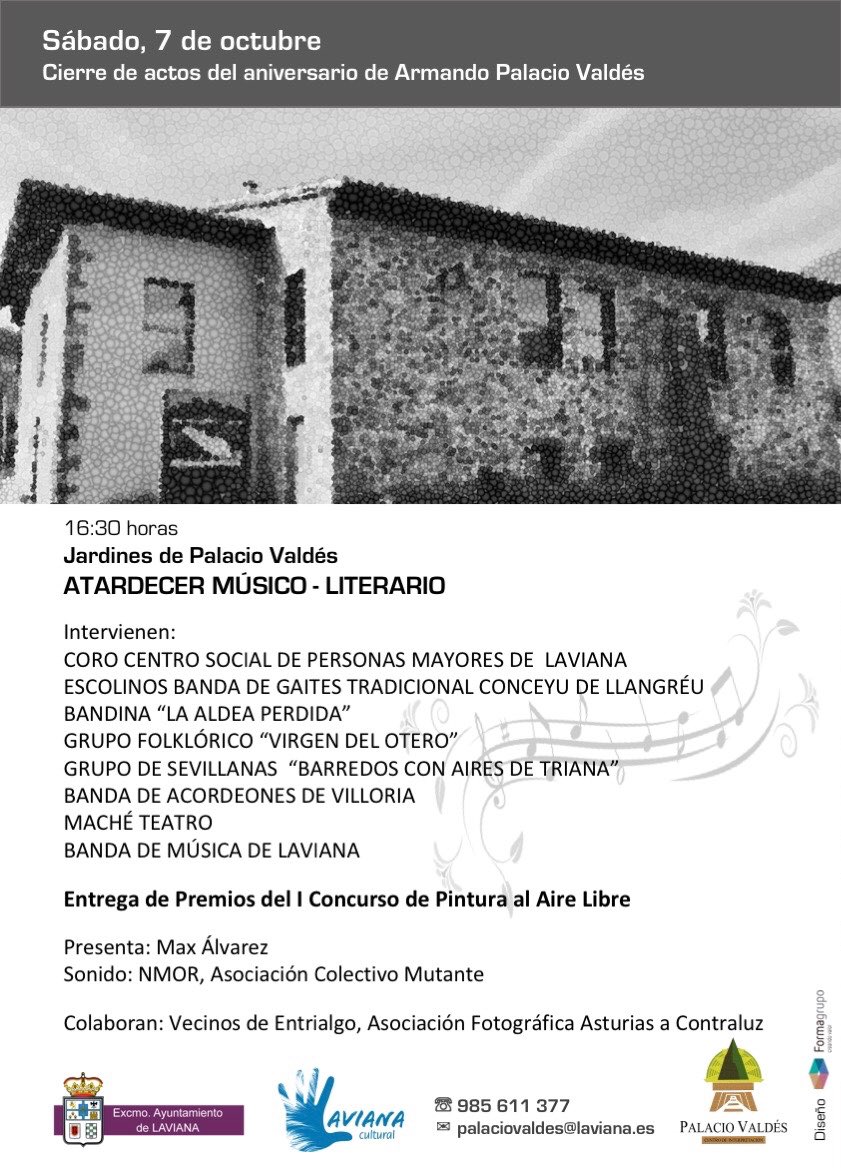 LavianaTurismo's tweet photo. No te pierdas esta tarde el Atardecer Músico-Literario que cierra eventos de celebración Aniversario @CIPalacioValdes #Entrialgo #Laviana https://t.co/pX0er8u5Mi