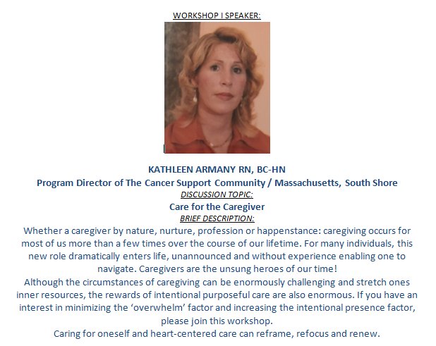 FriendsofMel's tweet image. Meet heart-centered care speaker KATHLEEN ARMANY! 2017 CONFERENCE REGISTRATION:The Art of Living-Life Beyond Cancer: goo.gl/ivbUR8