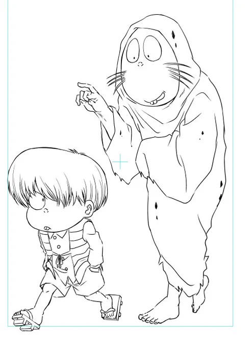 新刊の挿絵用に歴代のねずみ&amp;鬼太郎コンビを描いてるんだけど、墓場ねずみ男初めて描いた・・・。墓場ねず、すっごい猫背(ねずみなのに)なところとかたまご型な顔とか可愛い 