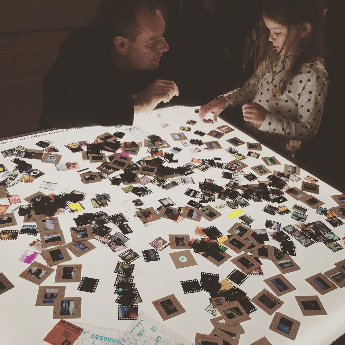 BedpopFunPalace's tweet photo. @WeAreBCA are at @higginsbedford using old fashioned slides and OHP to push collage to its limits. Today &amp; Sun (Autism session Sun 2-4pm) https://t.co/AzsgfosvIZ