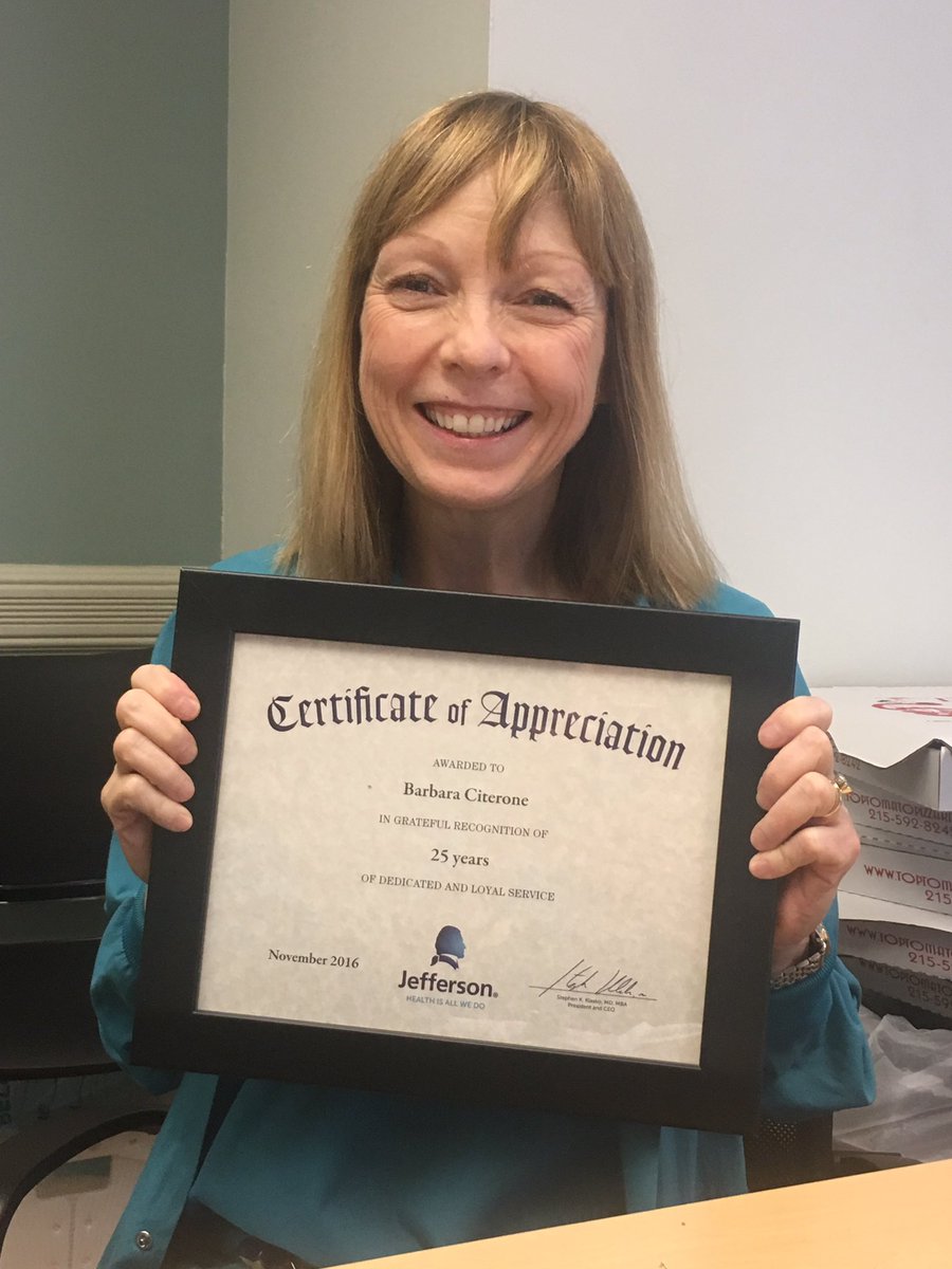 RichWebster215's tweet photo. Congrats to Barb celebrating 25 years @TJUHospital!! She leads our #SpineService in the OR with @AshSharan @Chen88Wu @RothmanOrtho #Neuro https://t.co/1mAOWUe17N