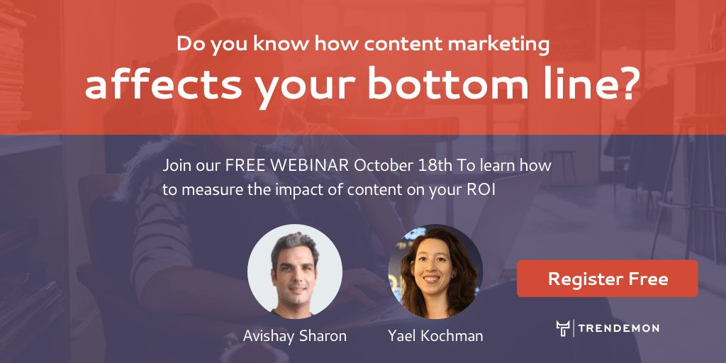 Very excited to join Avishay Sharon of <a href="/Trendemon/">Trendemon</a> on Oct. 18 to discuss #ContentMarketing ROI!
Join us:
trendemon.com/webinars/conte…