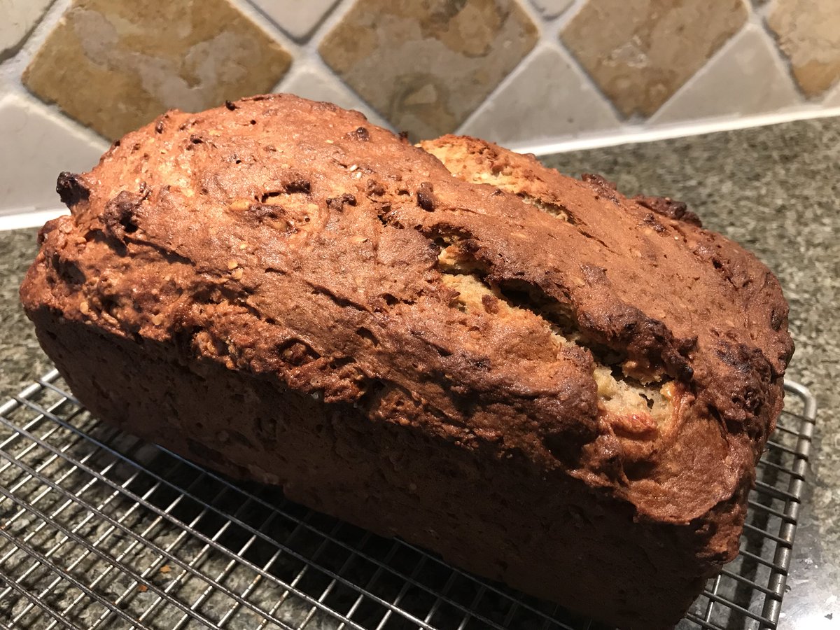 sharosull's tweet photo. After disastrous attempt at #glutenfree cavatelli, making good with @CupforCup #GF banana bread. Tips welcome on making GF cavatelli.#GFMom https://t.co/52T5DHDIPb