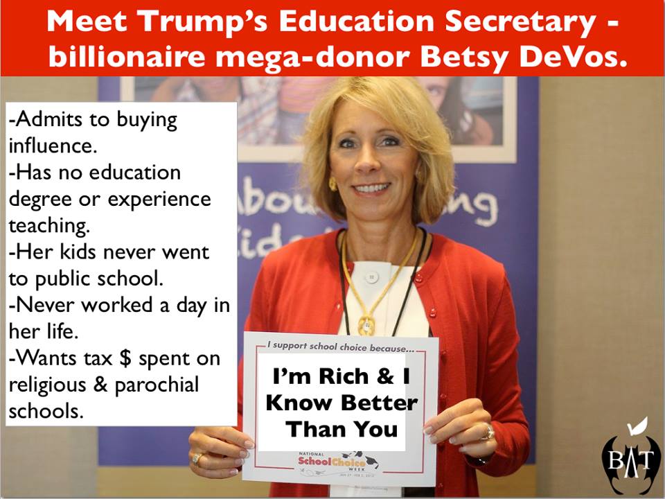 BadassTeachersA's tweet photo. Schools are for students, not for profit #DumpDeVos
#KeepPublicEdPublic https://t.co/UXJC1kAo16