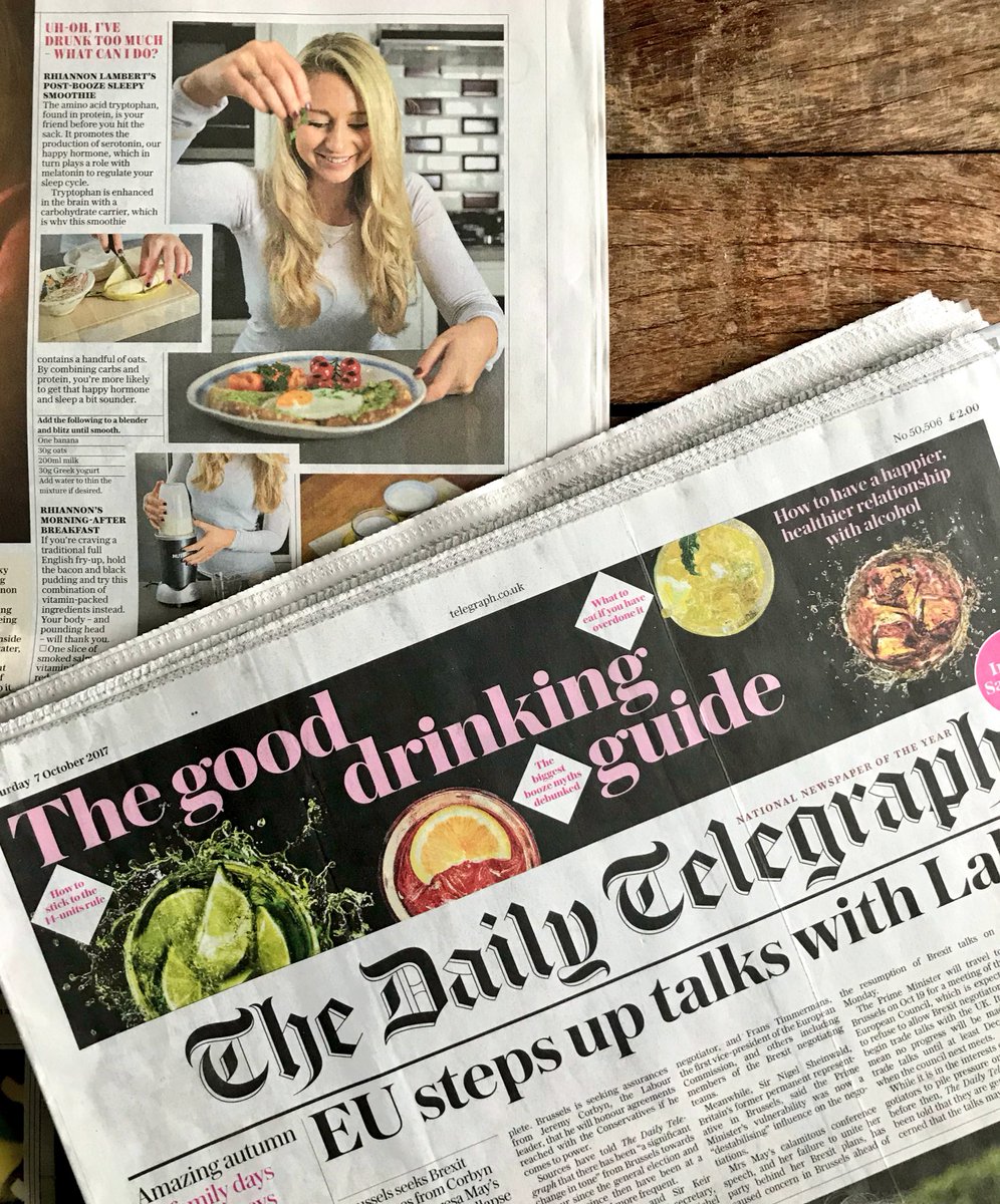 Rhitrition's tweet photo. Get today’s @Telegraph 🗞 I dispell alcohol myths and share my favourite hangover recipes as part of The Good Drinking Guide! 🥂🍸🍹🍺🥃🍷🍾 https://t.co/YIM4fB70ZU