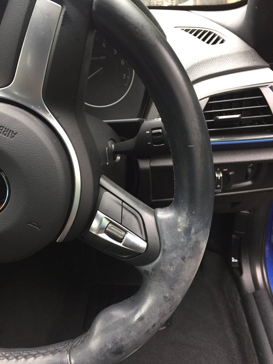 Vseast's tweet photo. Just a bit of make up and grime removed from the steering wheel of this mornings job. Much better now. @pvdapproved https://t.co/jK85orWwhf https://t.co/OUOMdc0qOT