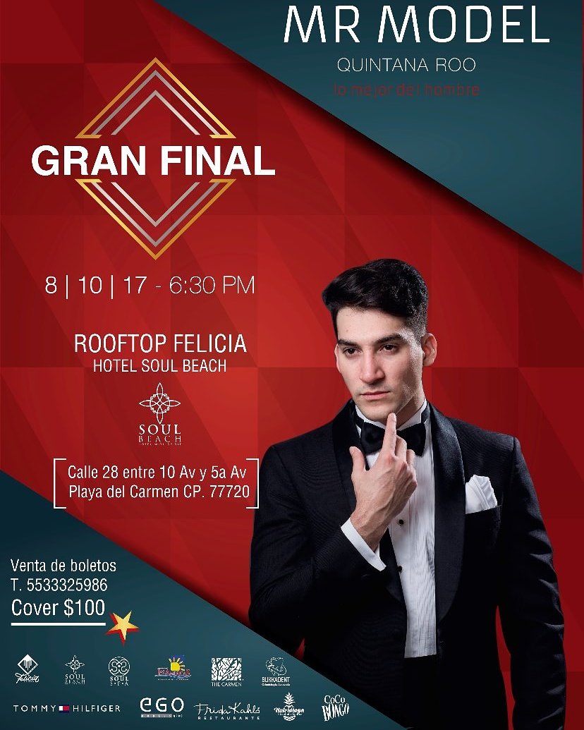 Todos invitados a la Gran final de Mr Model Quintana Roo, mañana domingo en <a href="/HotelSoulBeach/">Soul Beach Hotel</a> <a href="/egomodelsQR/">EgomodelsQR</a> #FelizSábado #MrModelQR #Playa