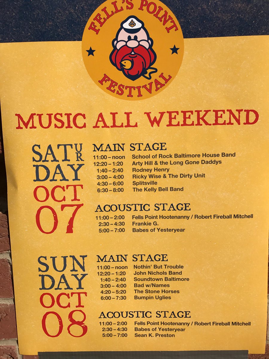 Great music, food, art and Farmers Market at the Fells Point Festival today and tomorrow.. #fellspoint #baltimoreweekend 10.7 and 10.8.17
