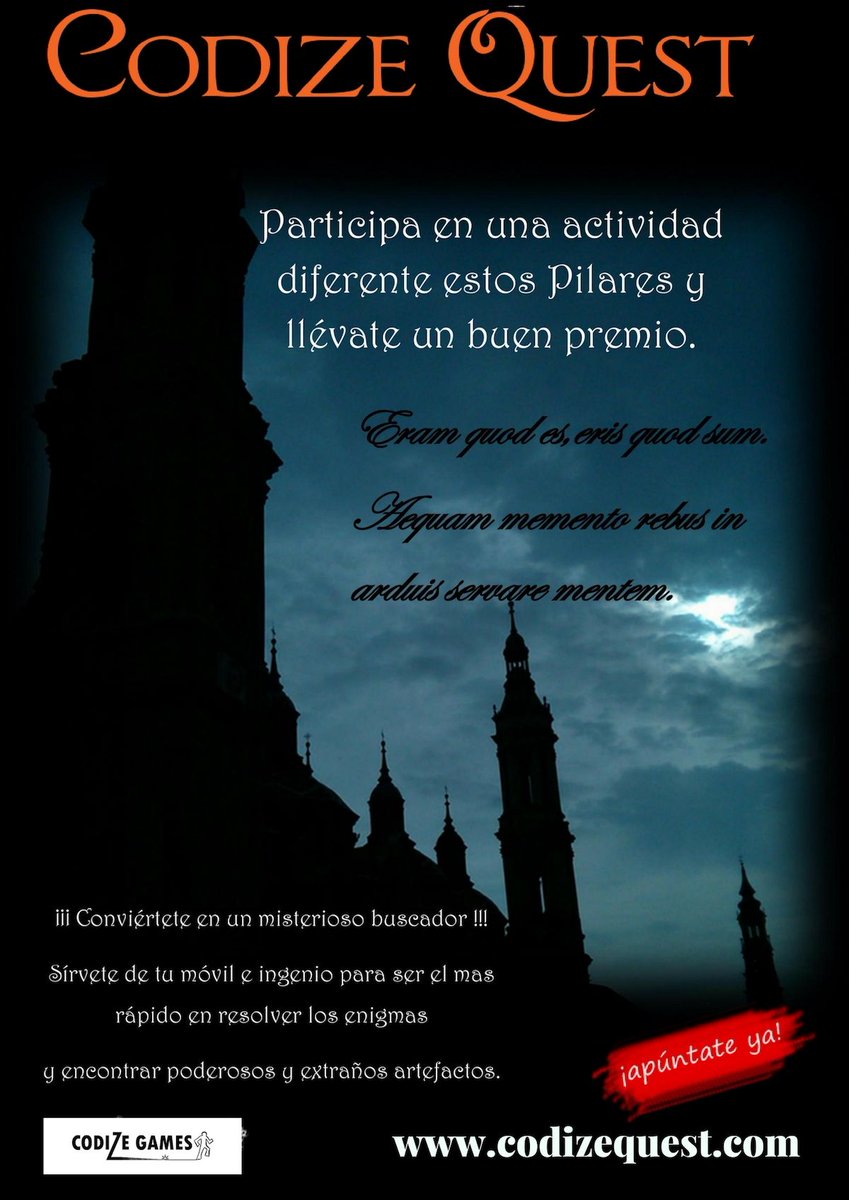 codizegames's tweet photo. @QueHacerenZGZ nos das un RT? Juego gratis  de búsqueda de tesoro en Zaragoza para Pilares!!  Mas info: https://t.co/iydHksnO40 https://t.co/Td55WMHC9a