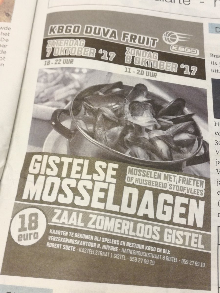 Klaar voor de traditionele Gistelse Mosseldagen @KBGODuva