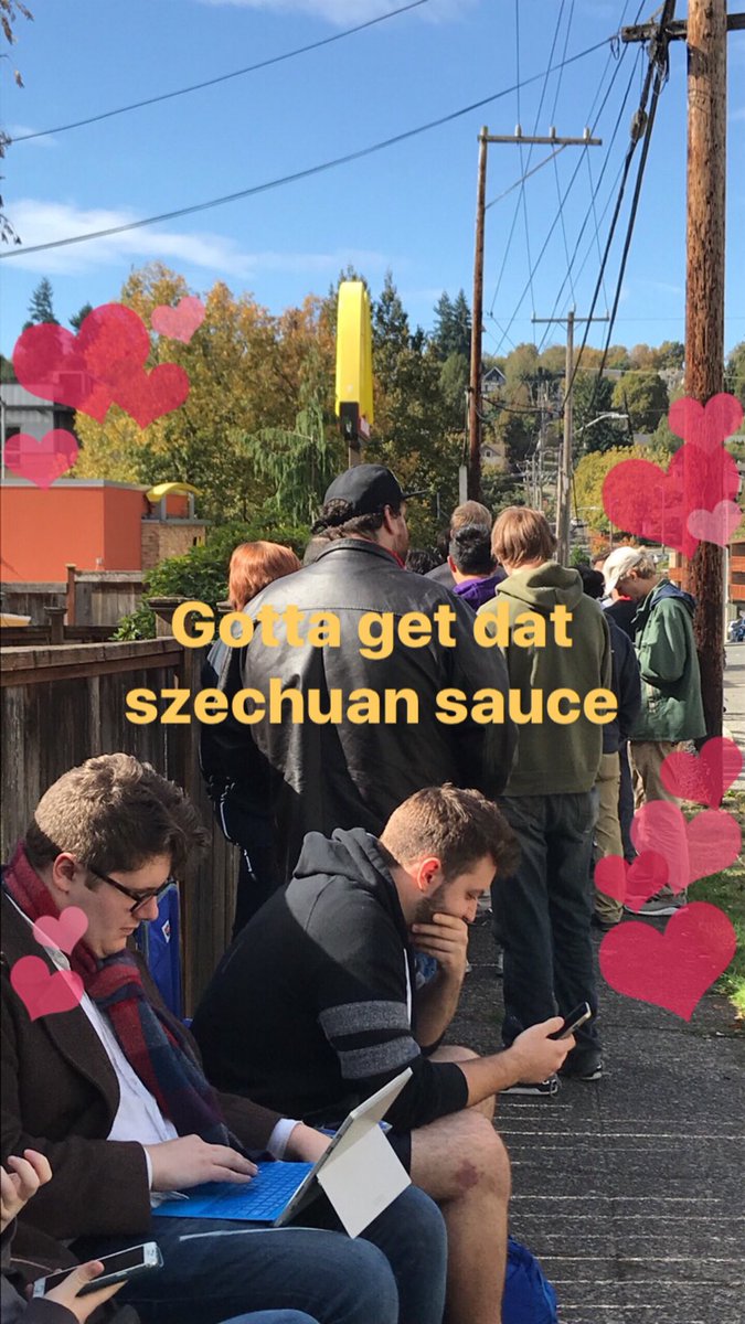 At the only McDonald’s in Seattle that’s serving the szechuan sauce #RickandMorty #SzechuanSauce #McDonalds #linecon #seattle #getinline