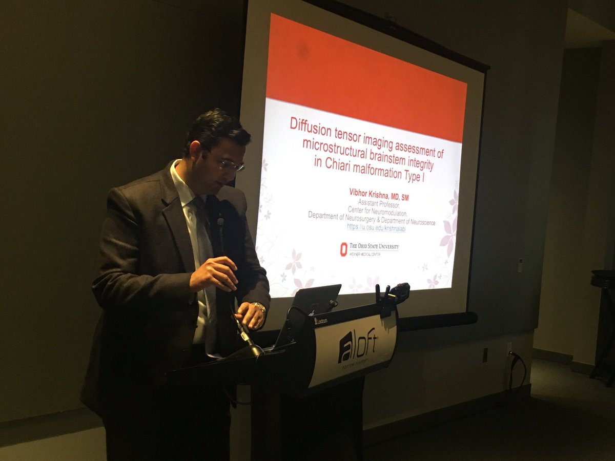 bobbyjonescsf's tweet photo. Dr. Vibhor Krishna discuss his paper using diffusion tensor #imaging to look at the microstructure of the brain. #CSFColloquium #Chiari https://t.co/2WFTnMkkhP
