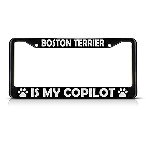 BostonDogGifts's tweet photo. Boston Terrier Dog Is My Co-Pilot Black Metal License Plate Frame https://t.co/jLJGFZw5GW (via Amazon) https://t.co/3cSqh5oDa1