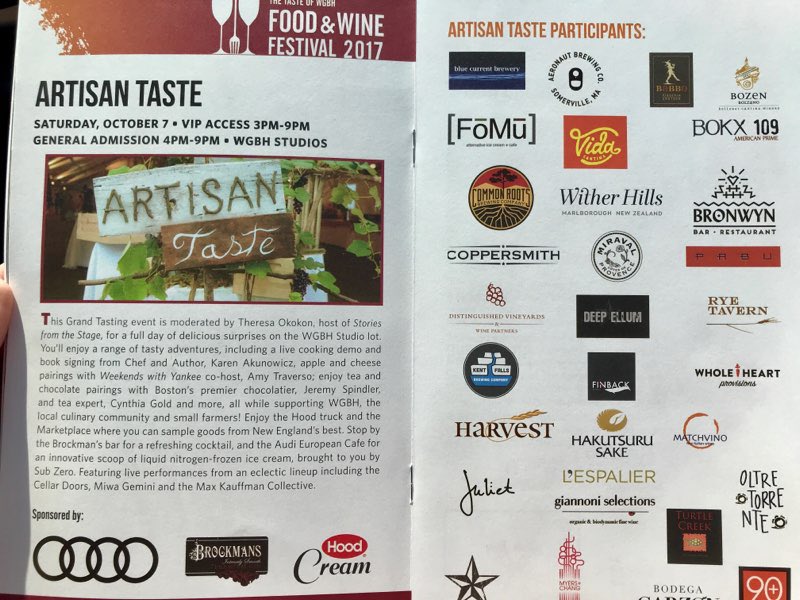 Getting close to time for the <a href="/wgbh/">WGBH</a> #ArtisanTaste. Join us! #pbs #wgbhfwfest #sake