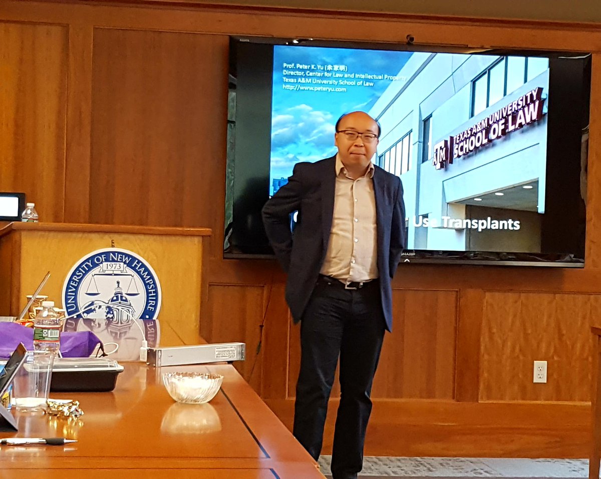 IPProfEvans's tweet photo. Our final preso, Customizing Fair Use Transplants, a new WIP by an esteemed colleague & dear friend Prof Peter Yu of @TAMULawSchool #IPRT17 https://t.co/5hORoQ82ra