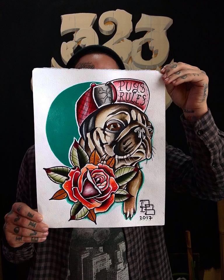 Ultima ilustracion realizada.
Like y Rt si te gustan los perritus y los pugs! 
😀😀😀😀😀😀
<a href="/Enlapiel/">EnLaPiel</a> @323_tattoo