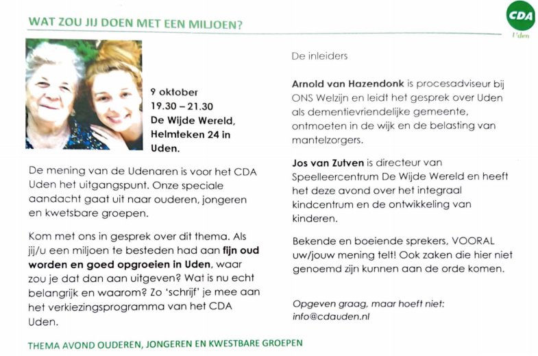 CdaMaashorst's tweet photo. a.s. Maandag 9 oktober: THEMA AVOND OUDEREN, JONGEREN EN KWESTBARE GROEPEN.. 
https://t.co/NTsyIDZIsG  #cdauden  #dewijdewerelduden https://t.co/pH9cewUp6L