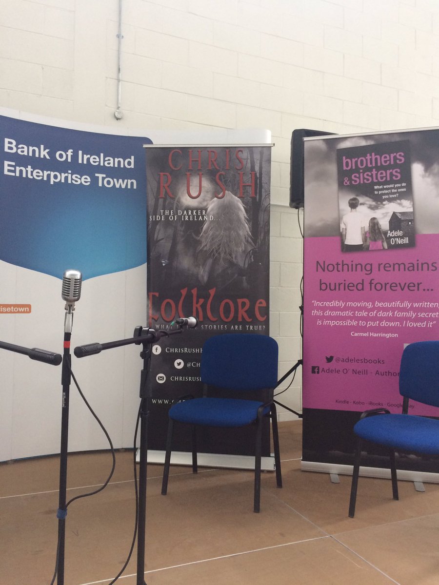 ChrisRushHorror's tweet photo. Myself and fellow Arklow #author @adelesbooks took the stage in the Arklow Enterprise Town Revisit 2017 today. So much positive support received and great to see good community spirit! #Arklow #Authors #amwriting #Folklore #AllShallSuffer #Brothers&Sisters https://t.co/P4OSUVWt0Y