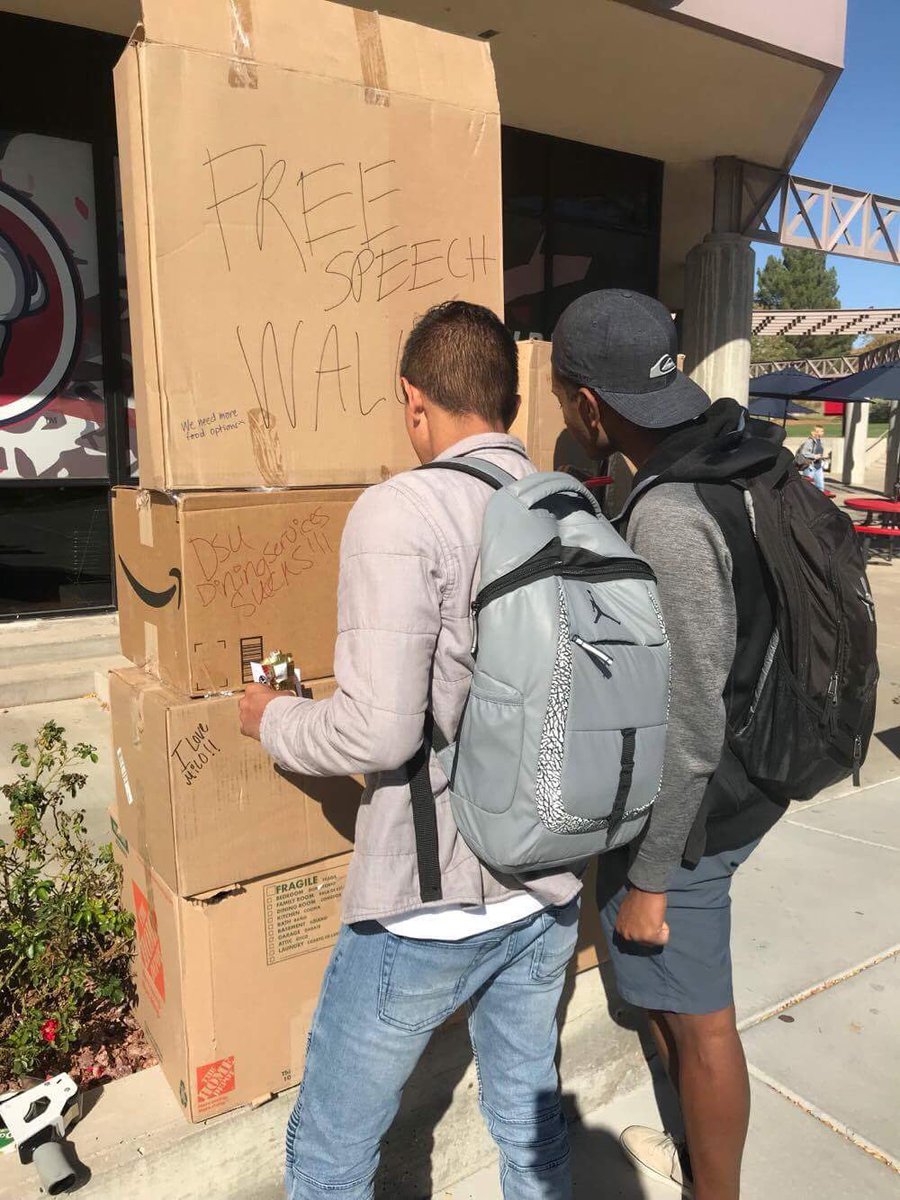 tpusa_dsu's tweet photo. Built a lil Free Speech Wall on campus for Freedom Week! https://t.co/XM022gNNNC