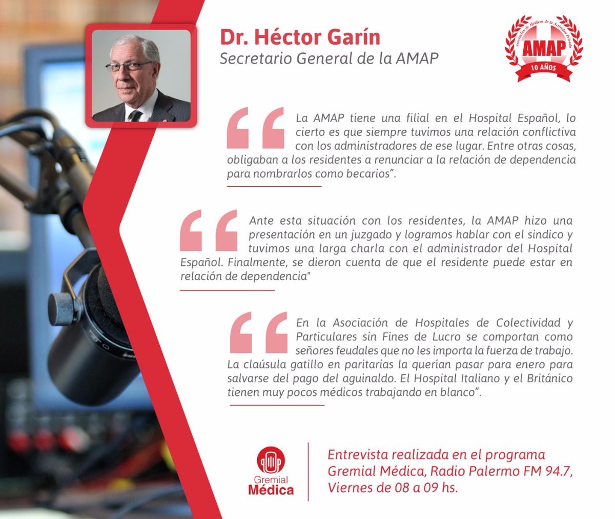 SindicatoAMAP's tweet photo. Destacados GremialMedica del 30/09
El Dr. Garín habla sobre el conflicto en el Htal. Español
https://t.co/DERelxFAGE
https://t.co/qbMW01V4Fx https://t.co/IsyR6JbpQo