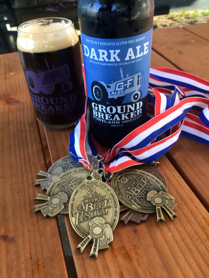 GroundBrkrBrew's tweet image. Gold medal for Dark Ale! Again. #GABF2017 #2017gold #goldmedal #greatbeer #glutenfreebeer