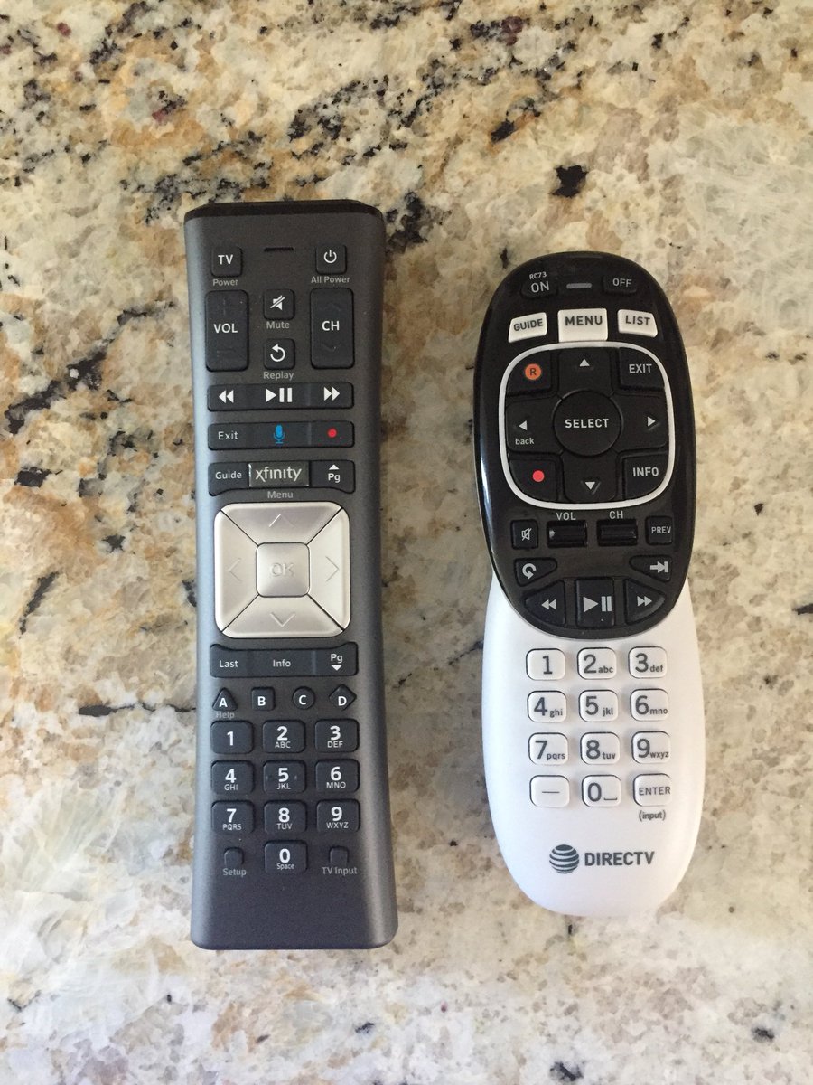 stevggar's tweet photo. switched @XFINITY to @DIRECTV   Overall, happy.  But im considering going back cuz dtv’s remote is a joke. Reminded every time I use it. https://t.co/cmVBxMTerW
