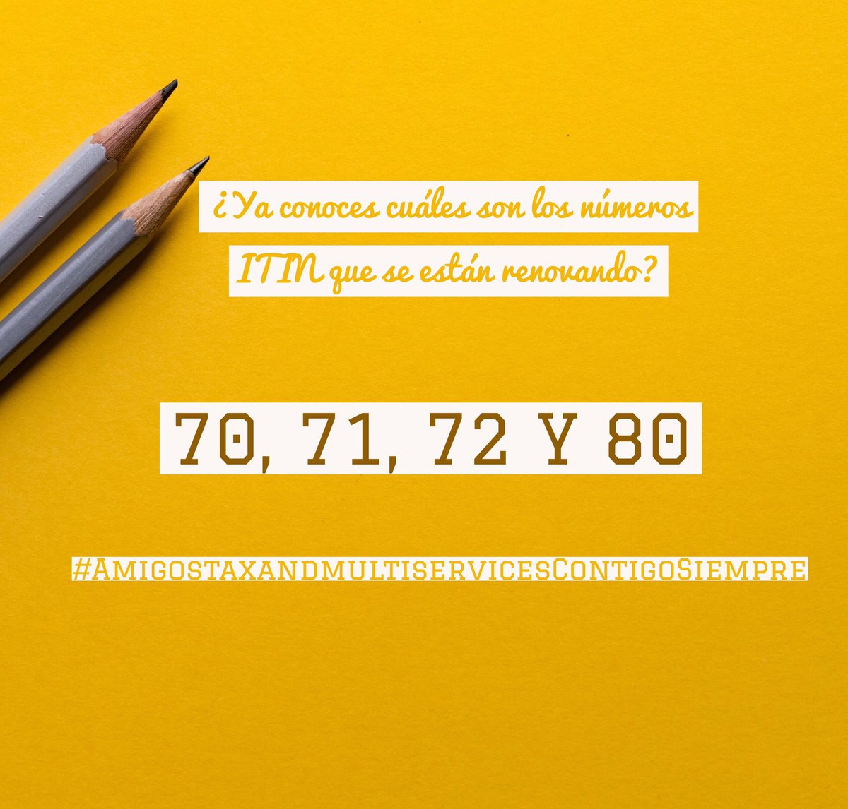 amigostaxes's tweet photo. #TomaNota estos son los números #itin que se están renovando este 2017 #AmigosTaxAndMultiservicesContigoSiempre #Ar  #Springadle #Rogers https://t.co/X0IetJ8rUq